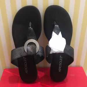 Aerosoles Women’s Black Snake Print Sandals Size 8